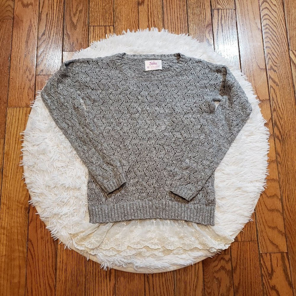 Justice Girls Lace Trim Knit Sweater